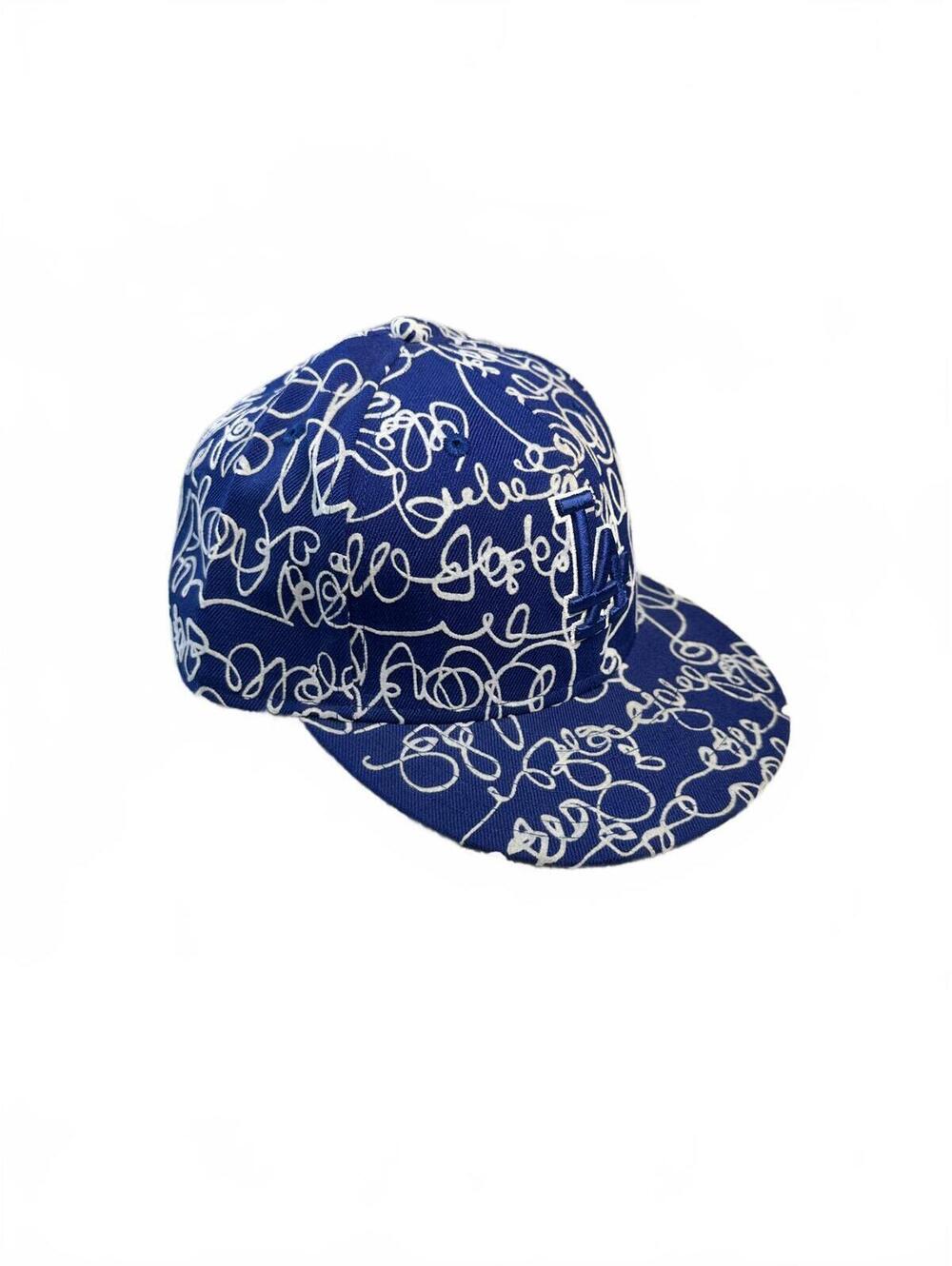 Los Angeles Dodgers 59FIFTY Fitted Cap Blue White Script Print Size 7 5/8